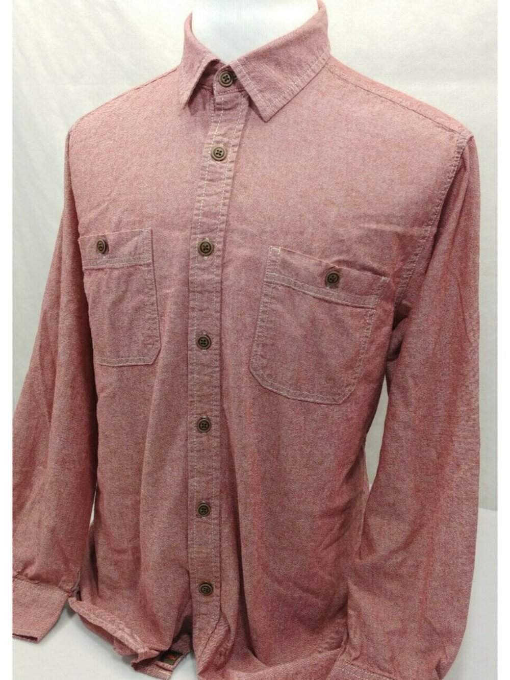 Northwest Territory Red Cotton L/S Button Front Hiking Outdoors Shirt Mens L